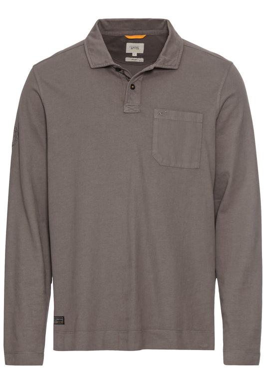 Langarm Poloshirt aus zertifiziertem Organic Cotton (Rock Grey)