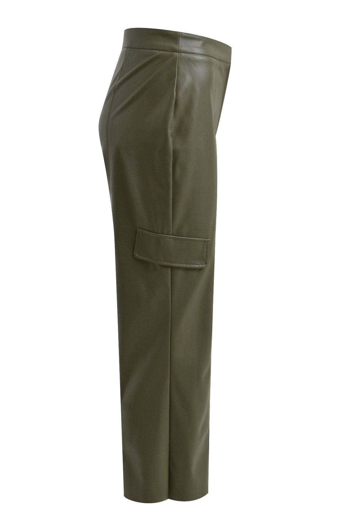 Leather Cargo Pants (Khaki)