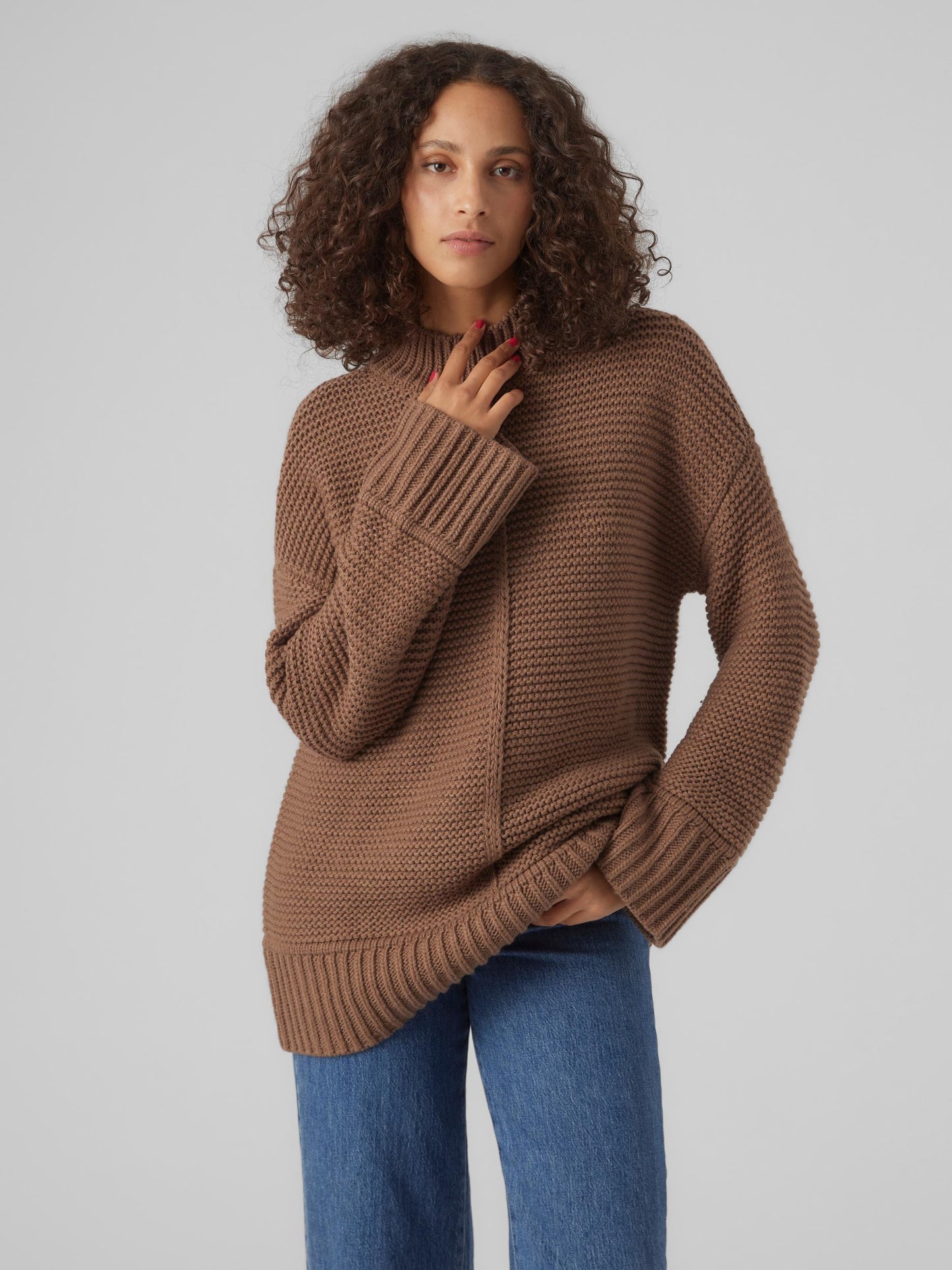 Vmmiranda Ls Highneck Pullover Ga (Brown Lentil)