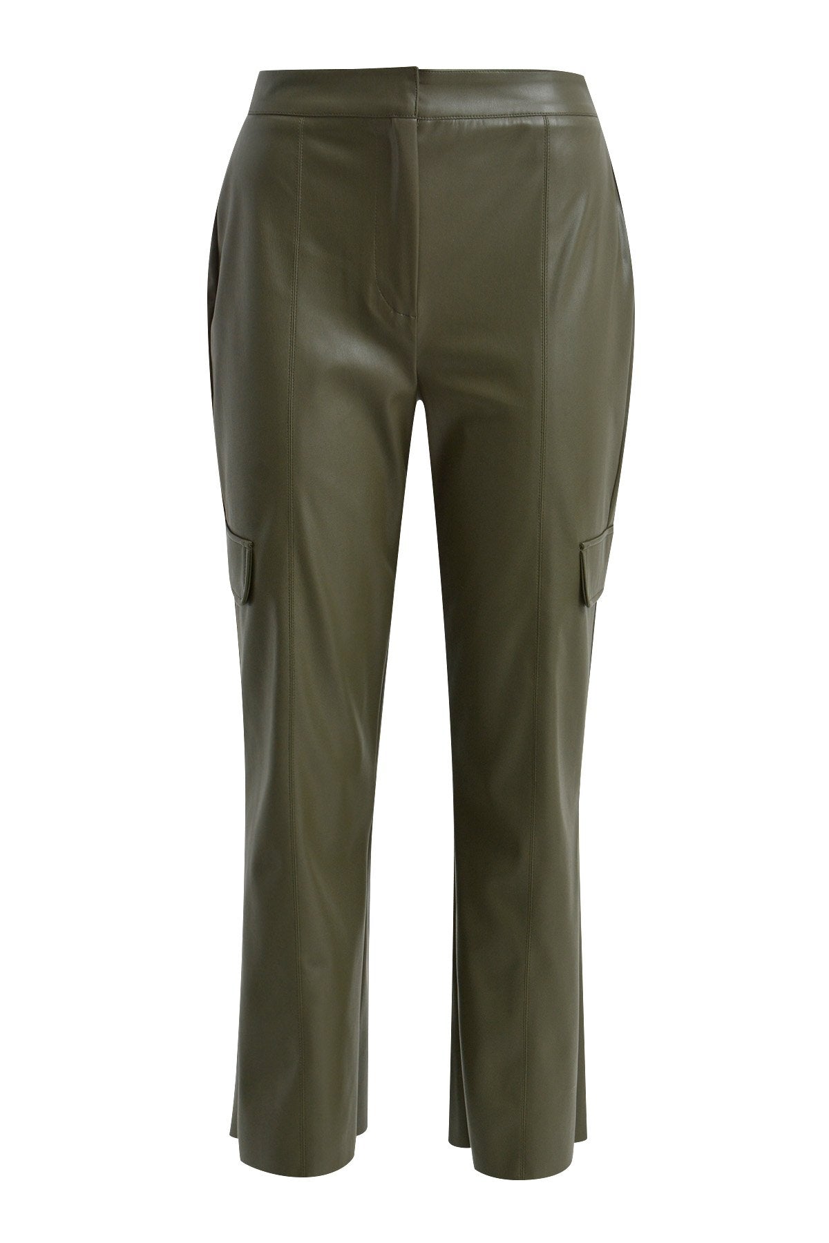 Leather Cargo Pants (Khaki)