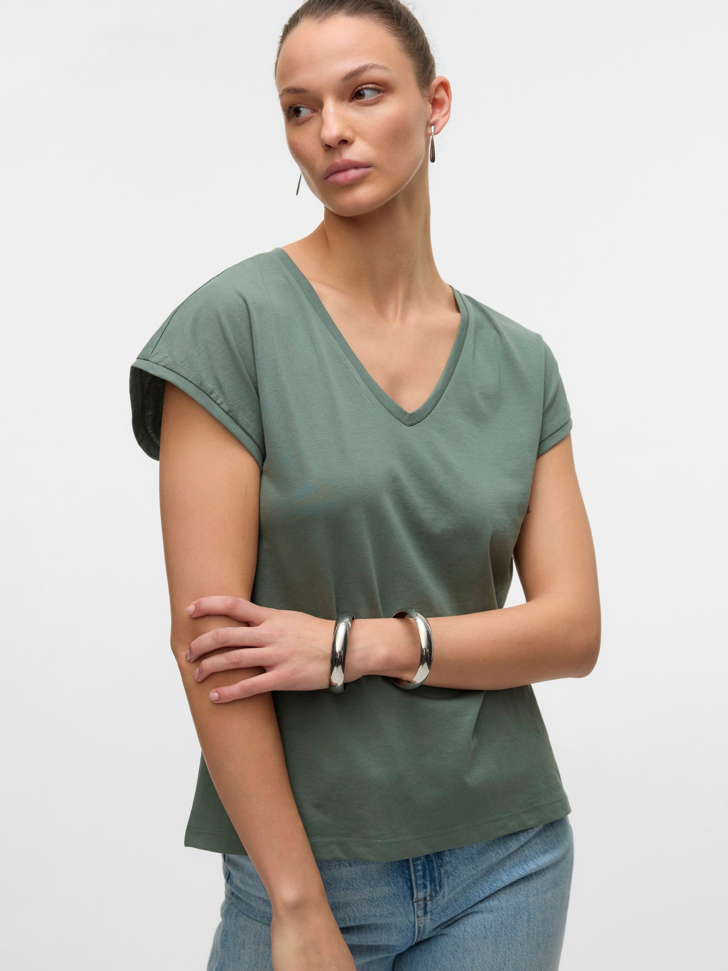 Vmluna Ss V-neck Tee Jrs Noos (Laurel Wreath)