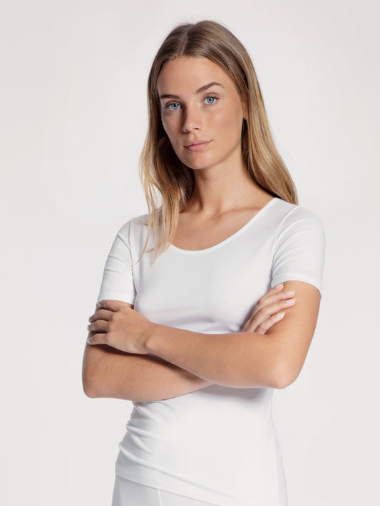 DAMEN Top kurzarm (Weiss)