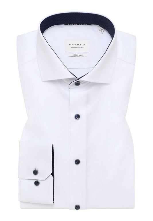 Eterna Langarm Hemd Modern Fit Cover Shirt Twill (Weiss)