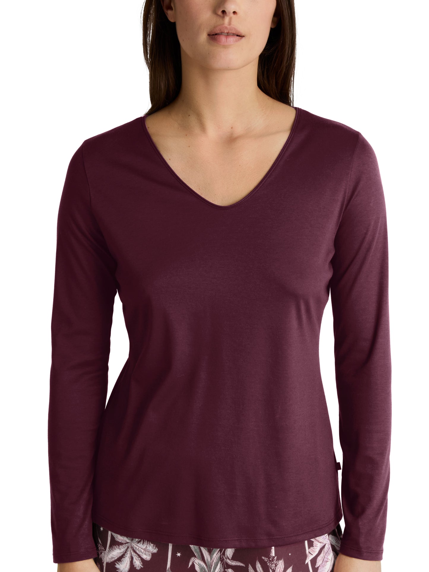 Langarm-Shirt, V-Neck (Port Royal Red)