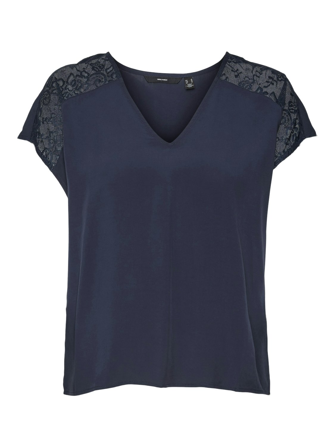 Vmrusk Lace V-neck Ss Top Wvn Ga (Navy Blazer)