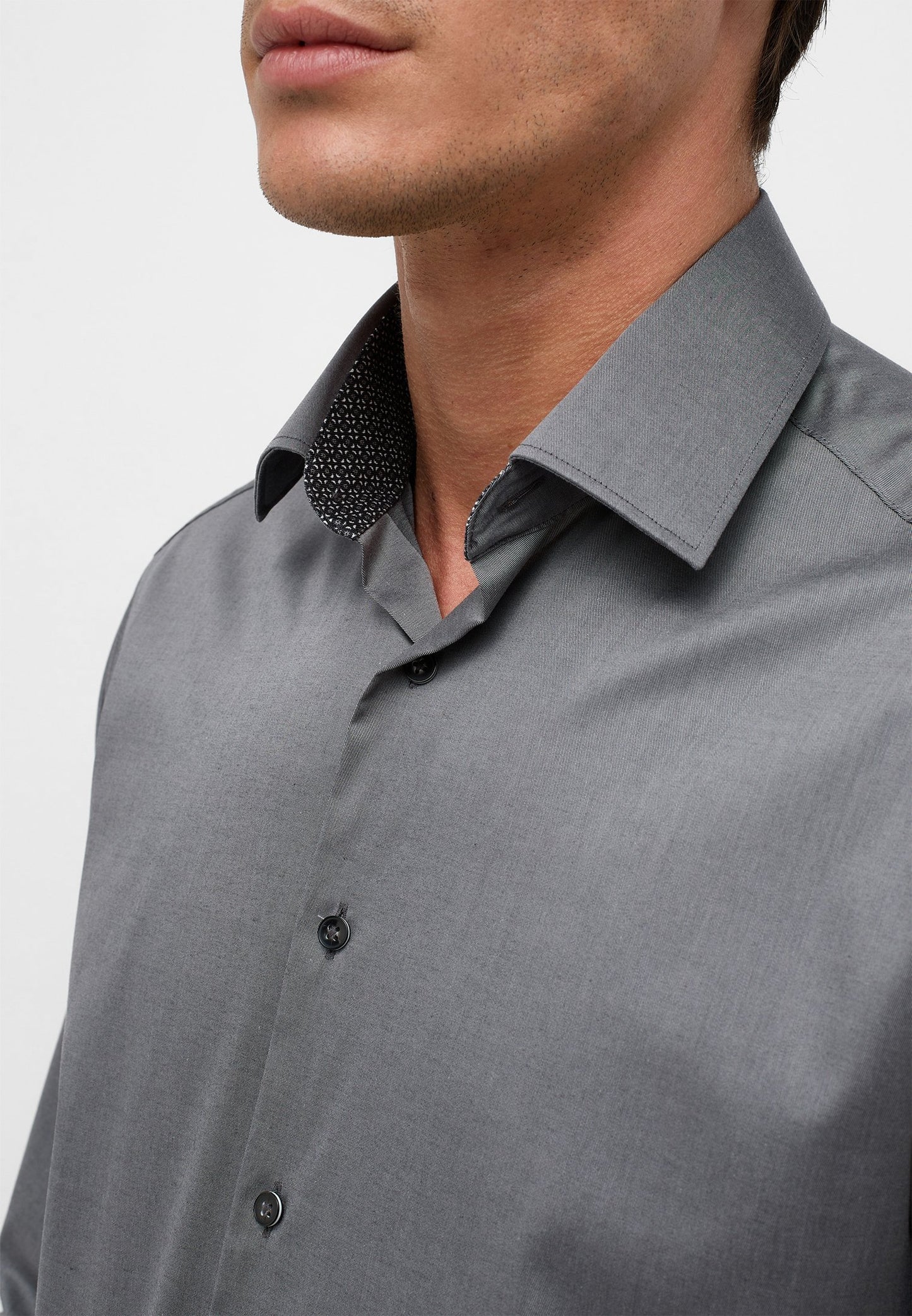 Performance Shirt Twill-Stretch Langarm (Grau)