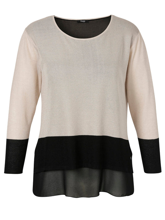 Pullover Rundhals 1/1 Arm (Black / Sand)