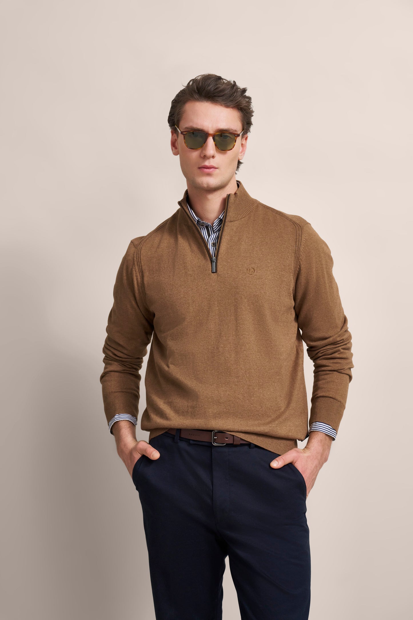 Herren Pullover 1/1 Arm (Cognac)