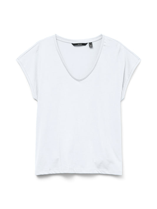 Vmluna Ss V-neck Tee Jrs Noos (Bright White)