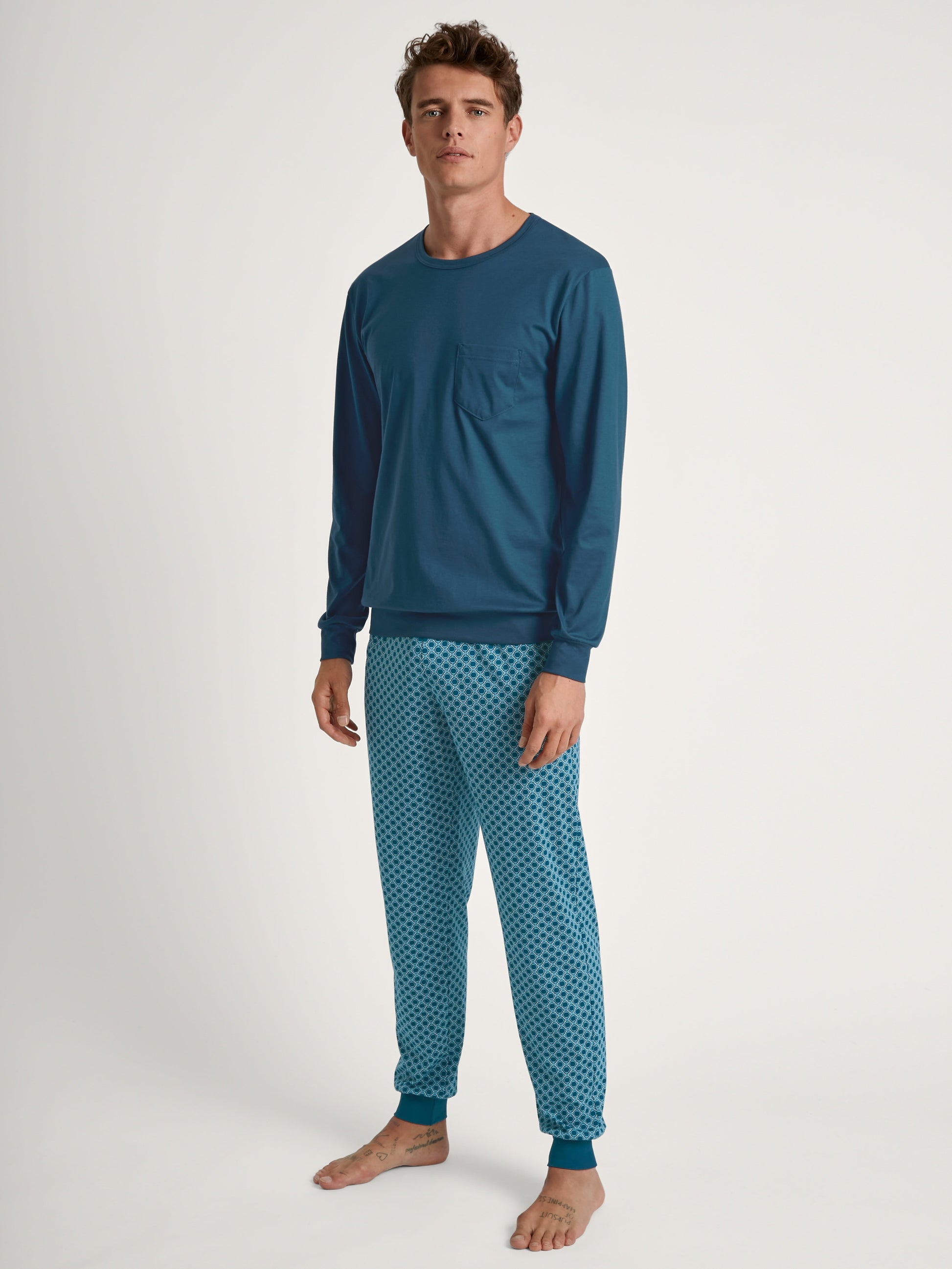 HERREN Pyjama mit Bündchen (Legion Blue)