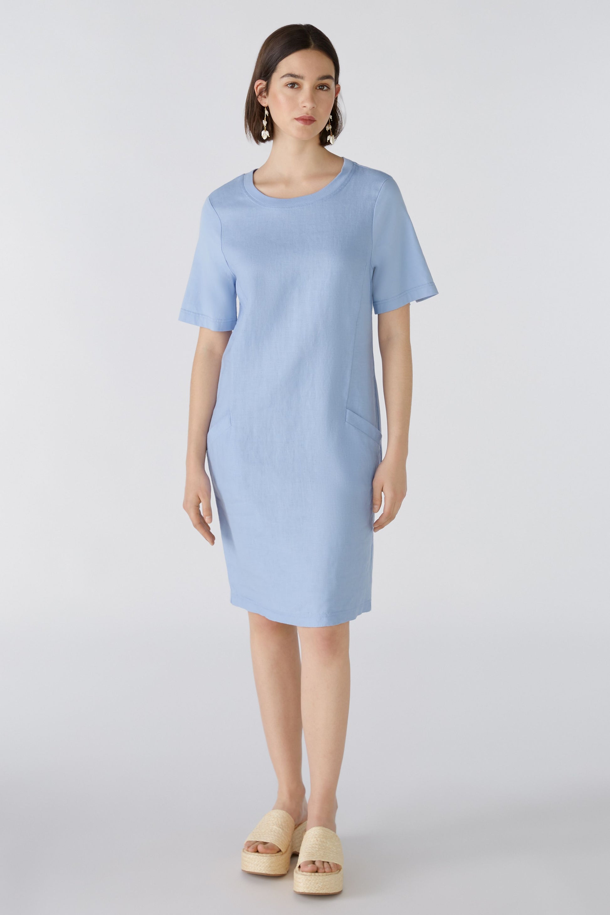 Kleid Leinen-Baumwollpatch (Light Blue)