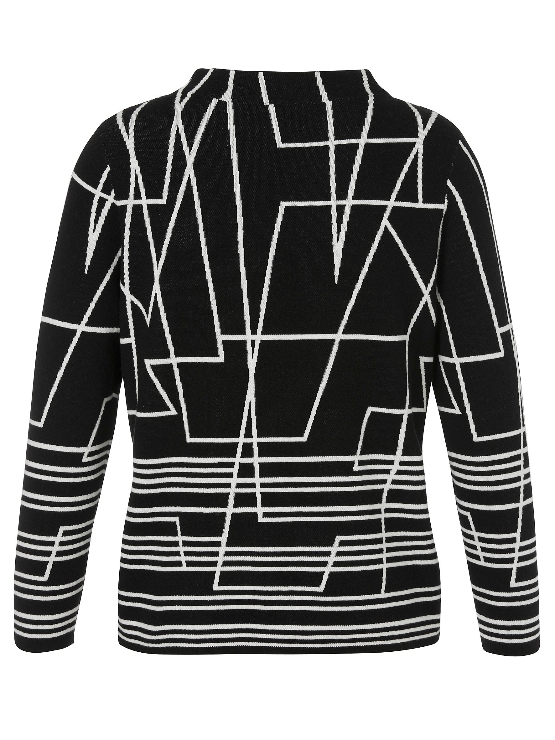 Pullover Stehkragen 1/1 Arm  Jacquard (Black / Offwh)