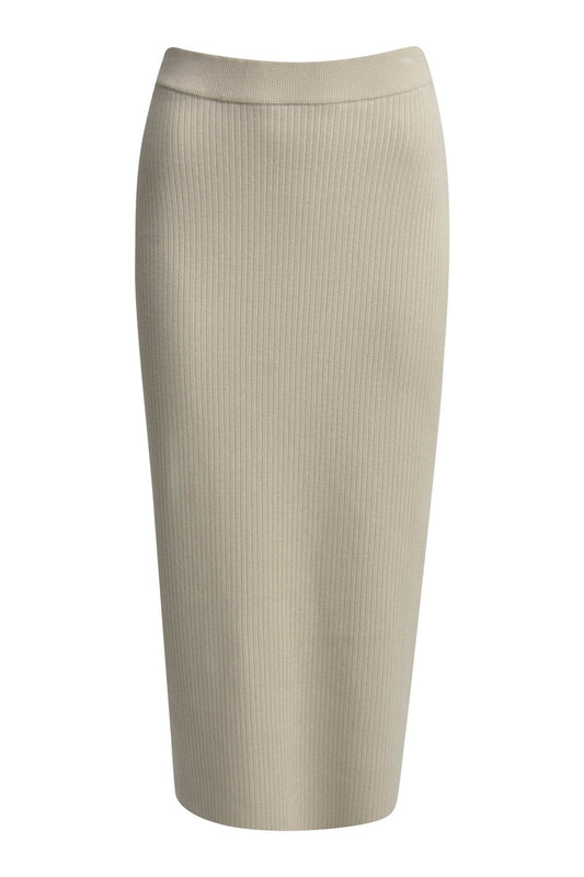 Knitted Rib Skirt (Beige)