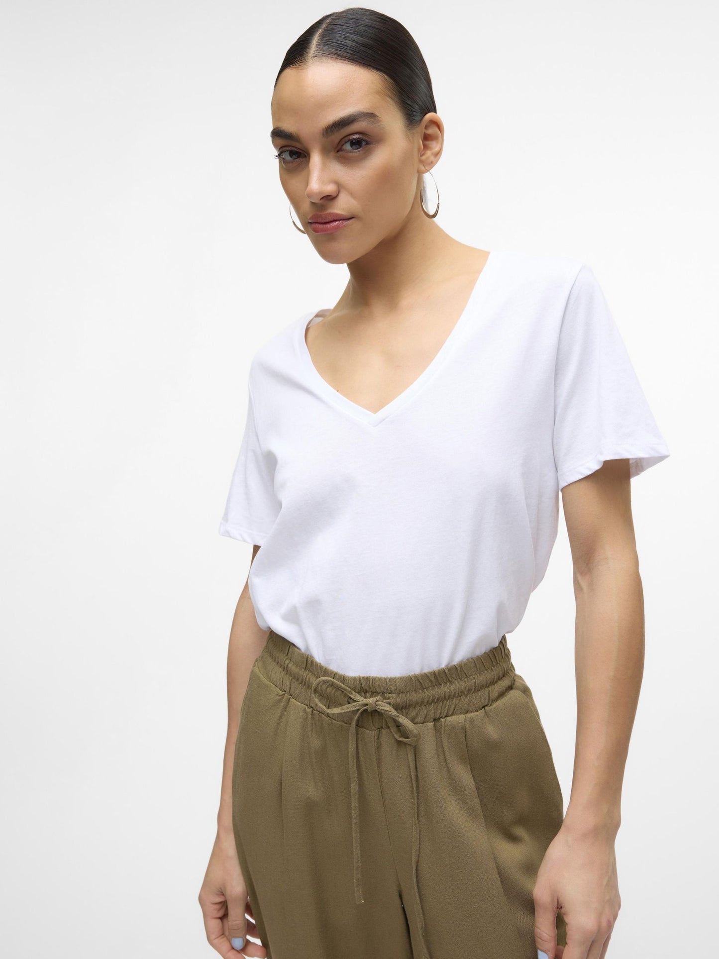 Vmpanna Glenn Ss V-neck Top Jrs Noos (Bright White)