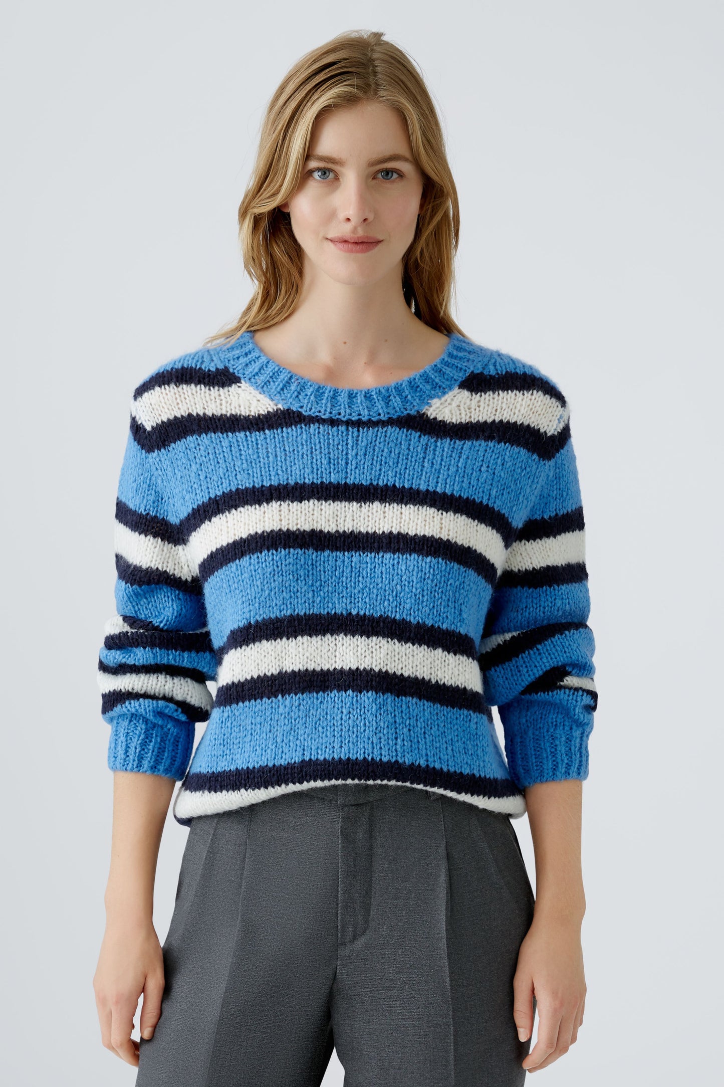 Pullover mit Wolle und Mohair (Blue White)