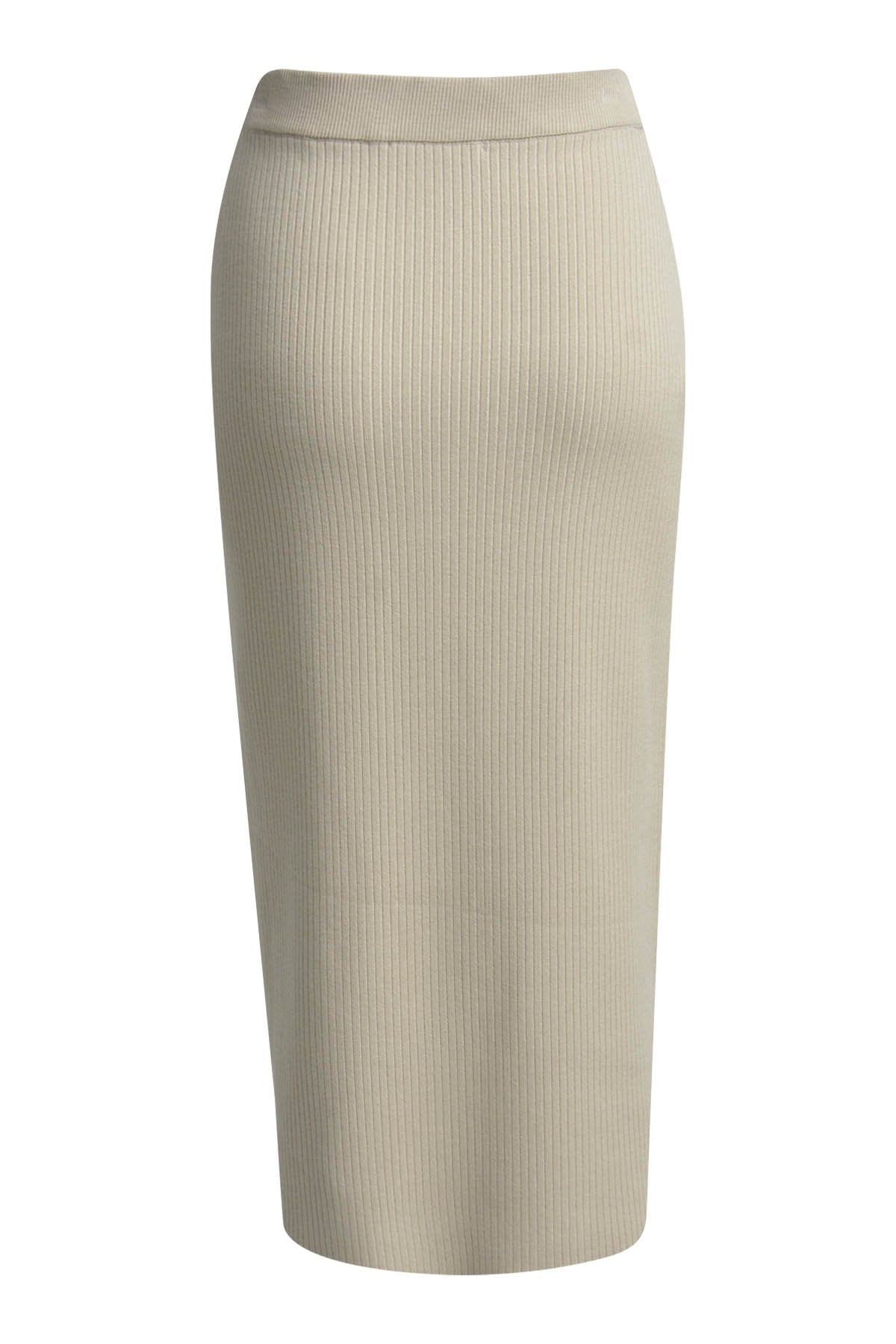 Knitted Rib Skirt (Beige)