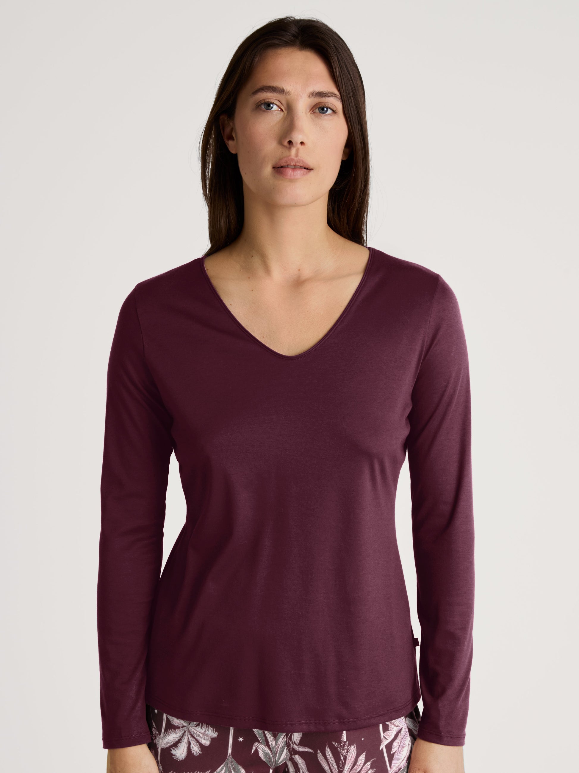 Langarm-Shirt, V-Neck (Port Royal Red)