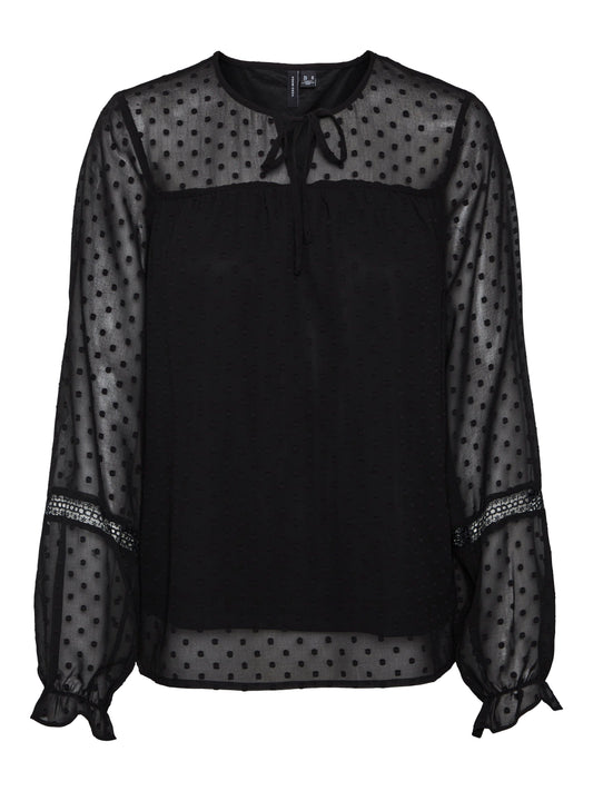 Vmleah Ls Lace Top Wvn Ga Noos (Black)