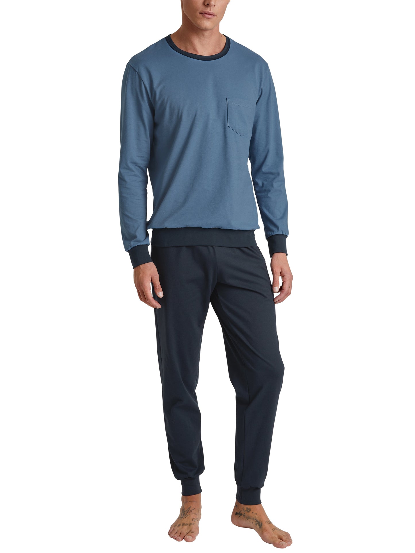 HERREN Pyjama mit Bündchen (Coronet Blue)