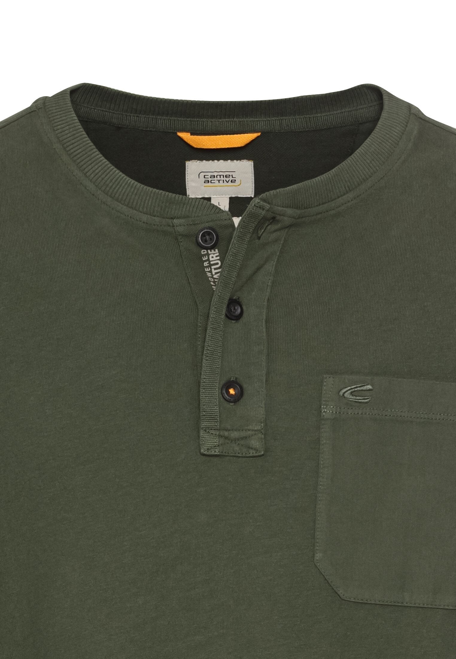 Langarm Henley aus Organic Cotton (Leaf Green)