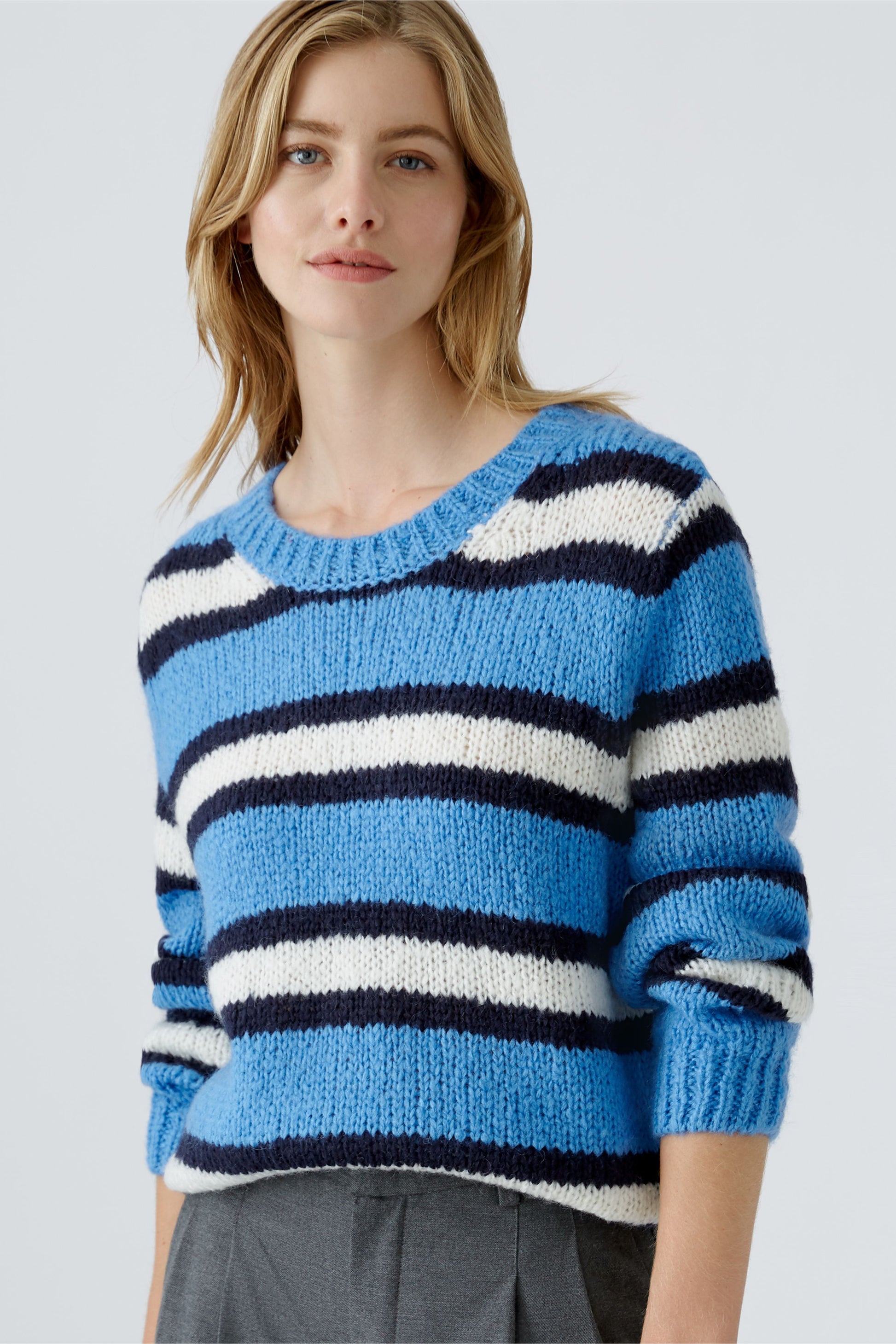 Pullover mit Wolle und Mohair (Blue White)