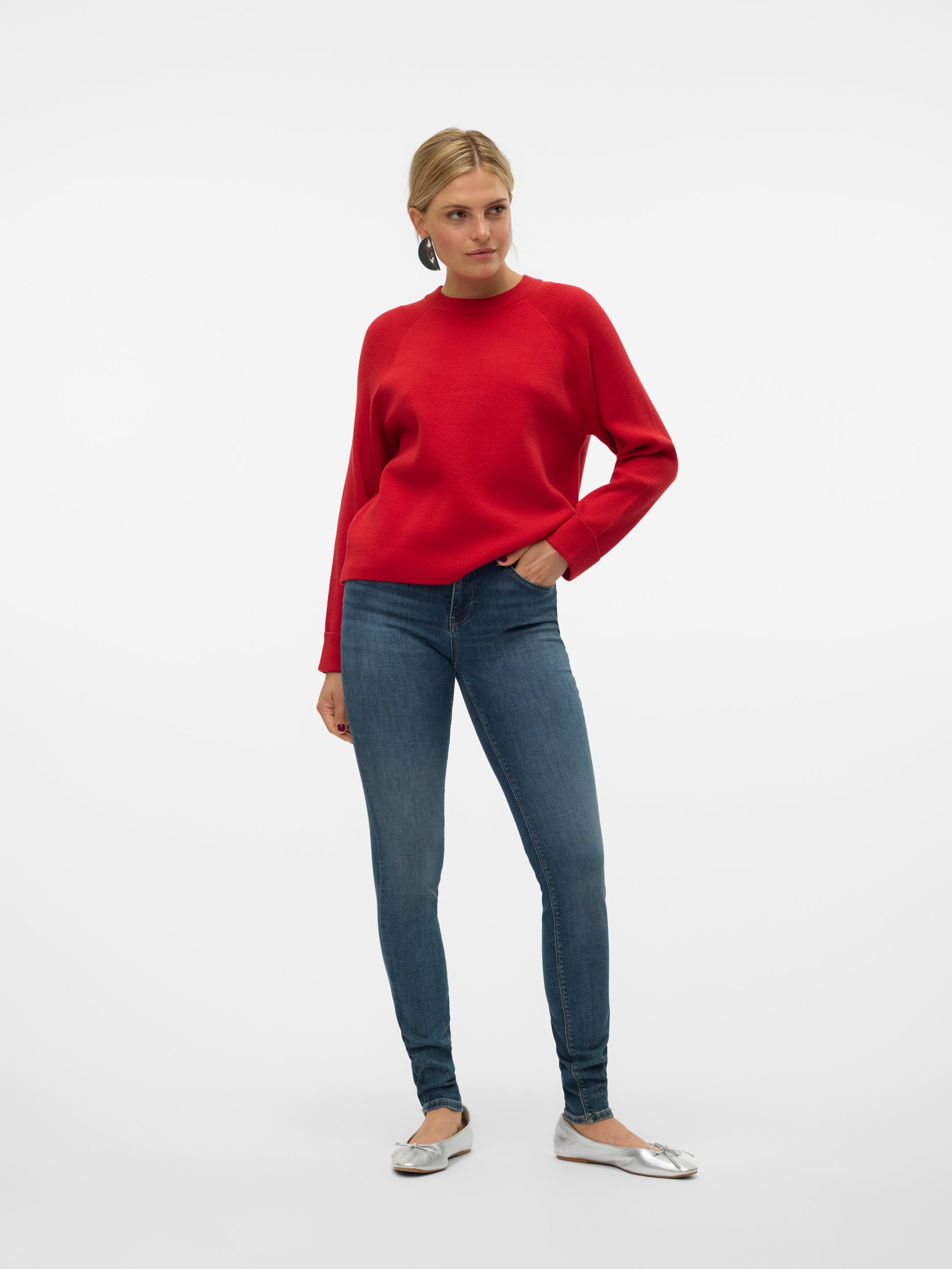 Vmgold Mix Ls O-neck Pullover Ga (Salsa)