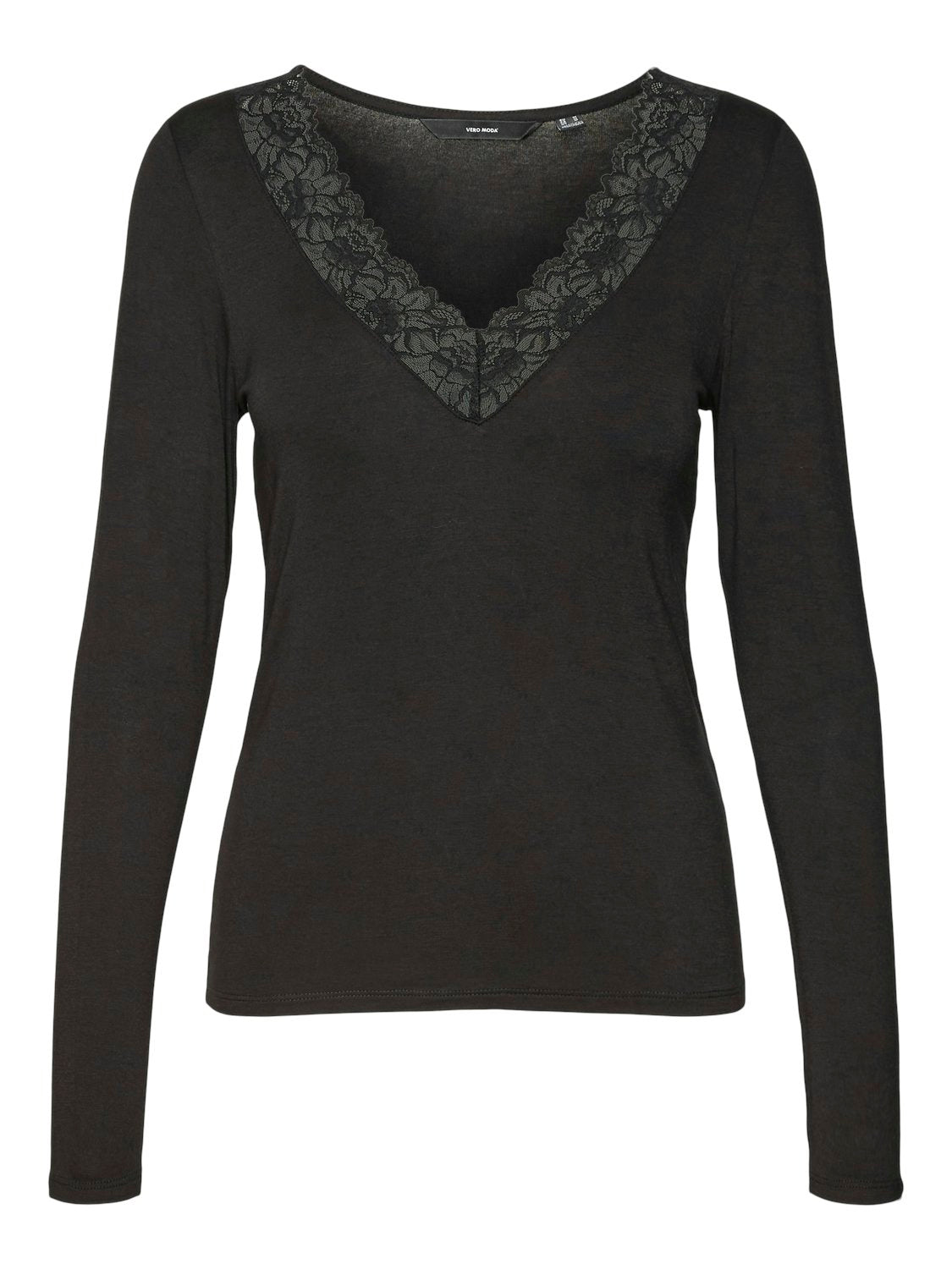 Vmrosa Ls V-neck Lace Top Ga Jrs Noos (Black)