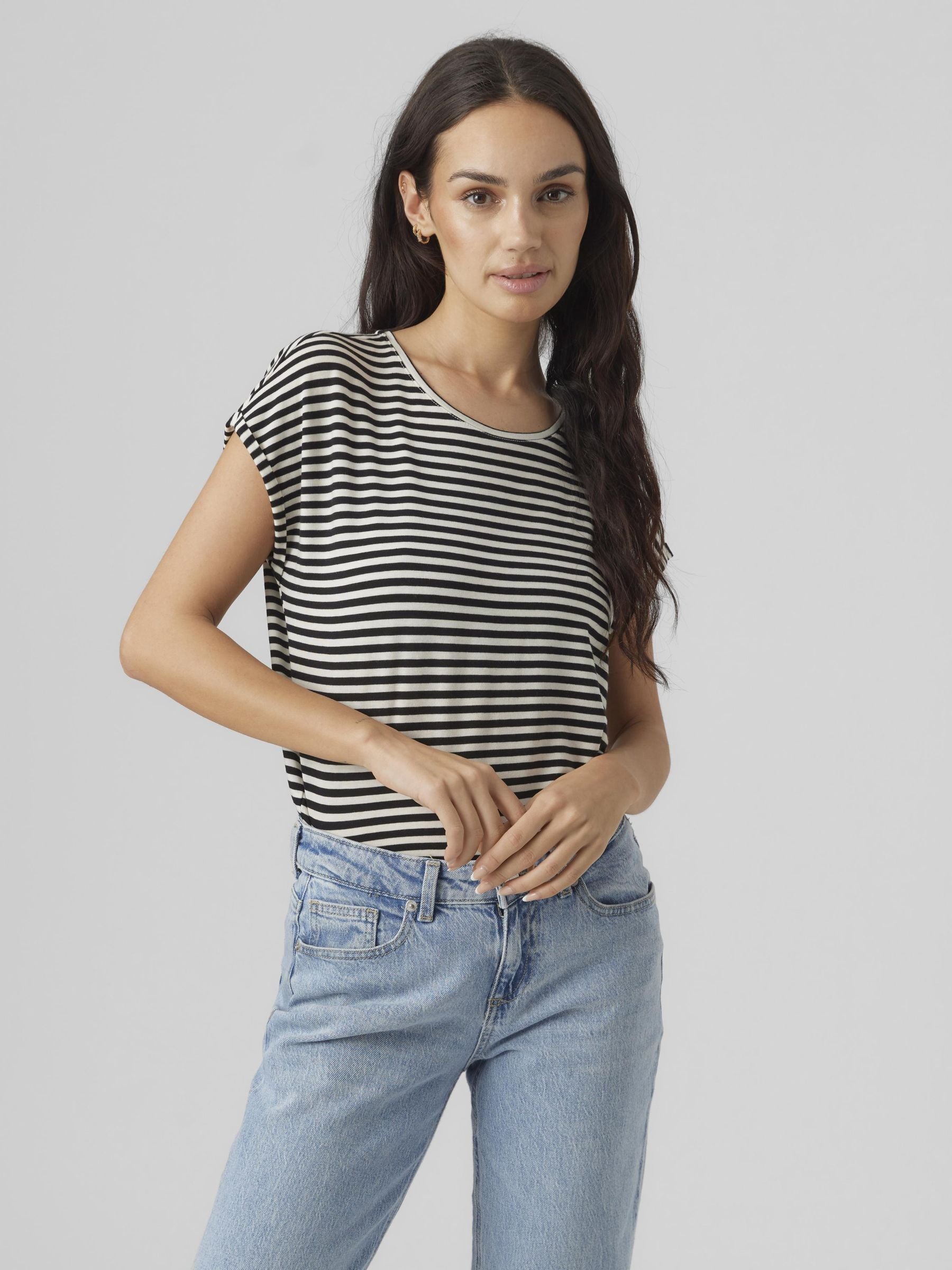 Vmava Plain Ss Top Stripe Ga Jrs  Noos (Black/pris)