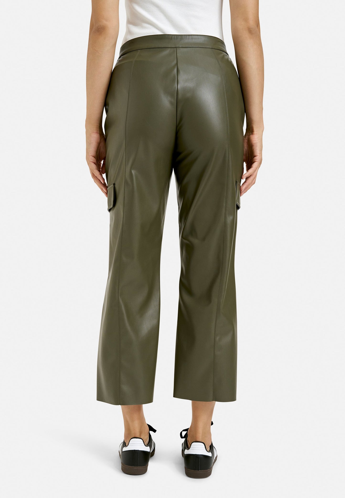 Leather Cargo Pants (Khaki)