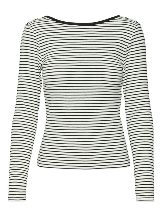 Vmchloe Stripe Ls 2way Short Top Go Noos (Snow White)