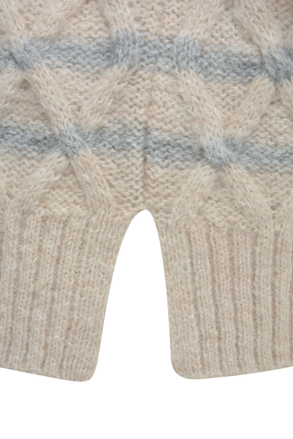 Striped Cable Pullover (Cream Print)