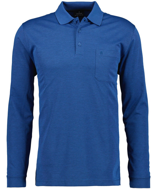 RAGMAN Softknit-Polo Fineliner, Langarm (Blau)