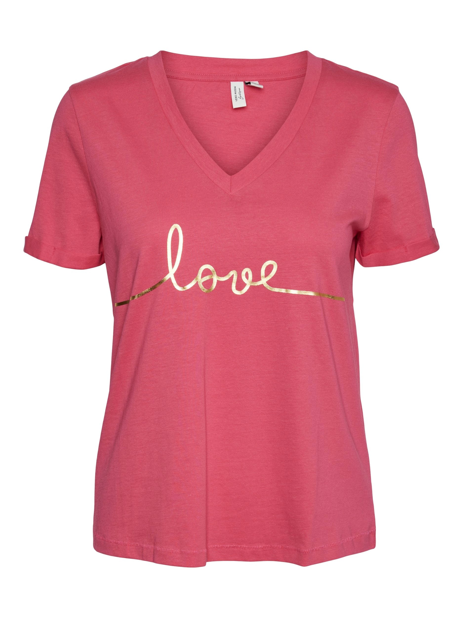 Vmklove S/s V-neck T-shirt Jrs Btq Ga (Raspberry)