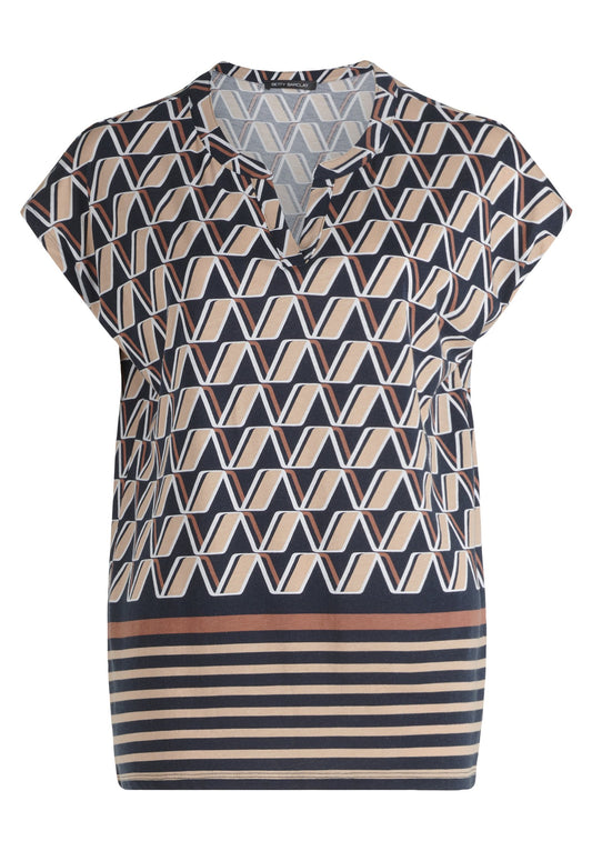 Casual-Shirt (Dark Blue/beige)