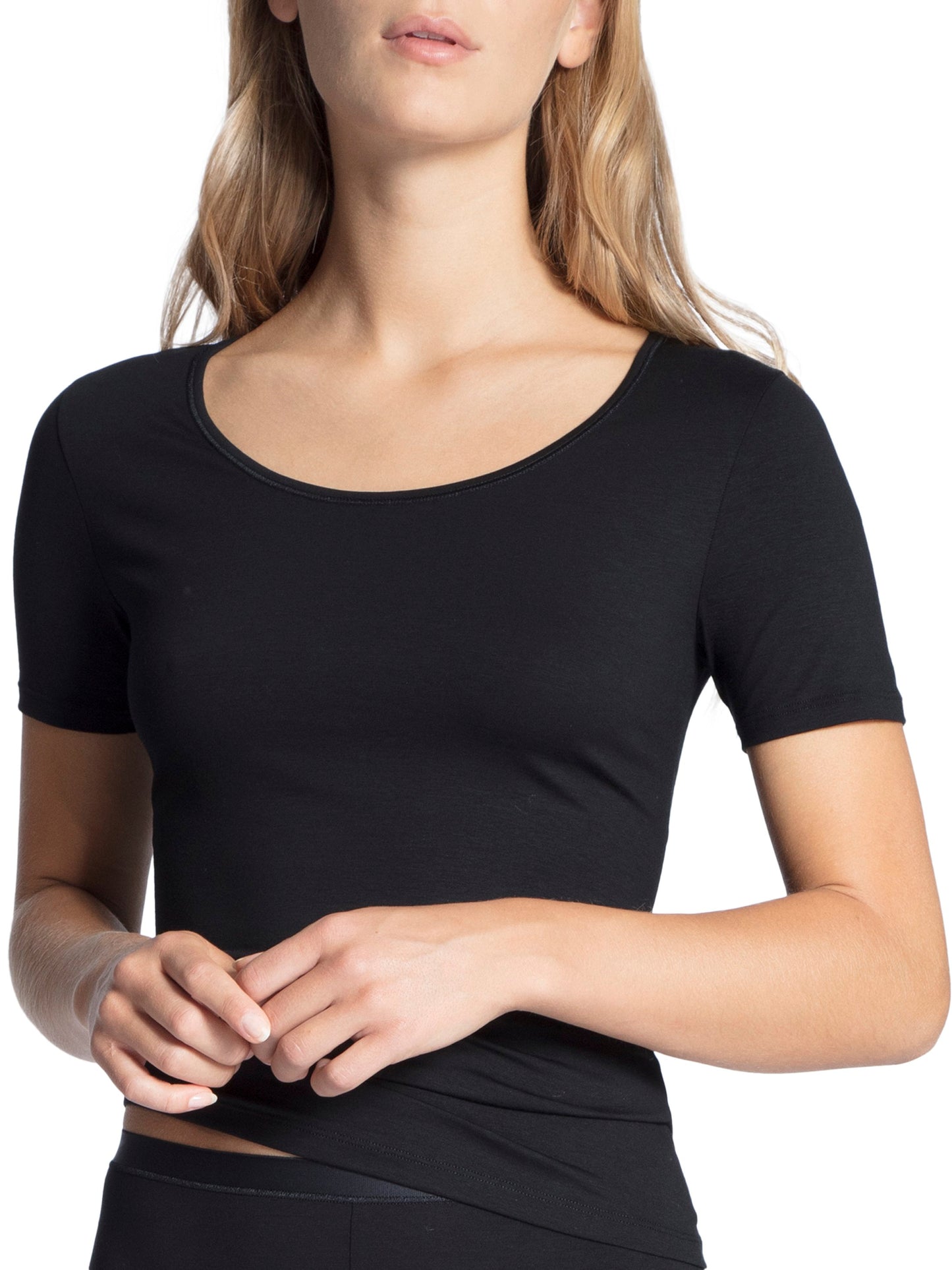 DAMEN Top kurzarm (Schwarz)