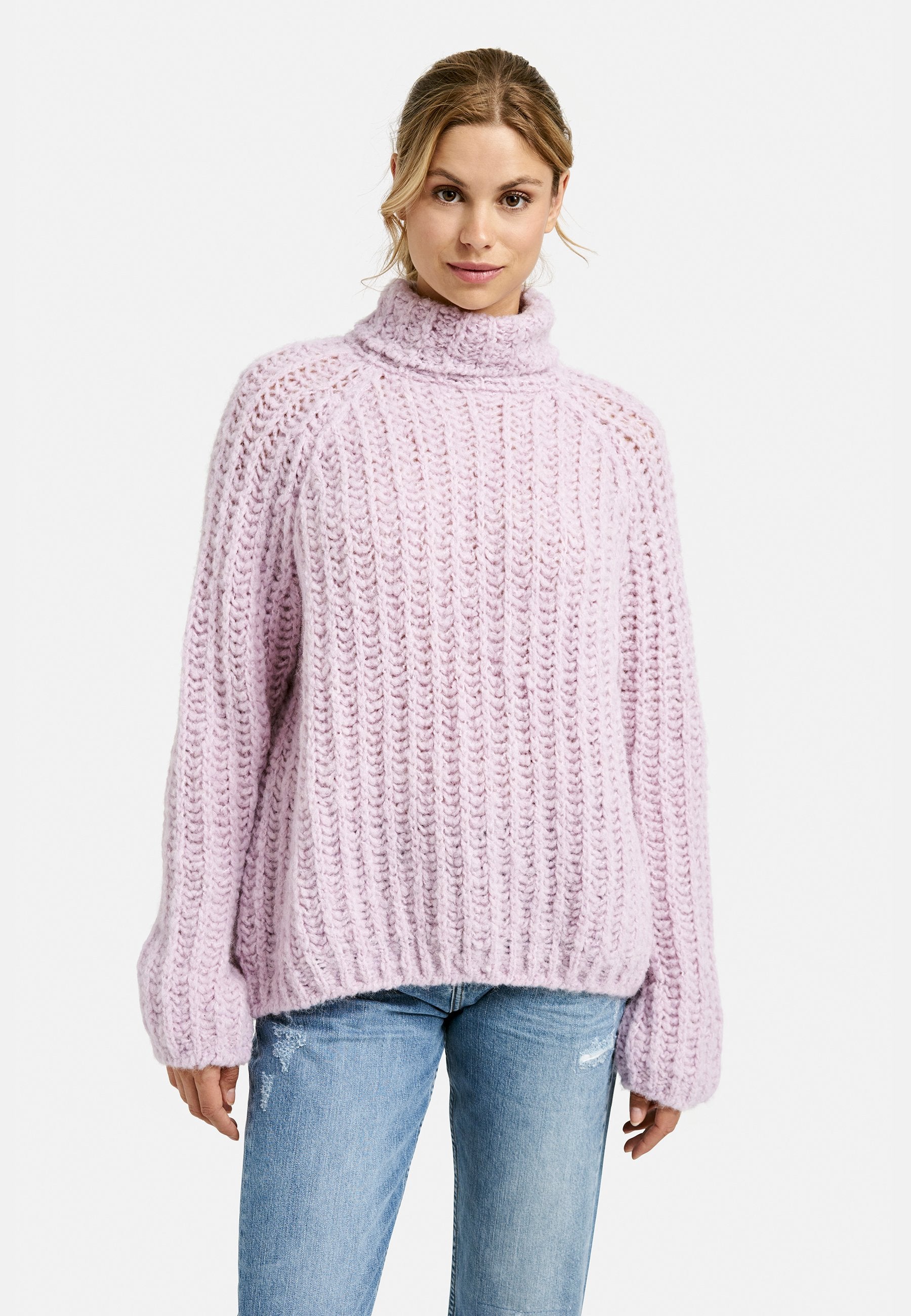 Stand collar raglan Knit (Pastel Lilac)