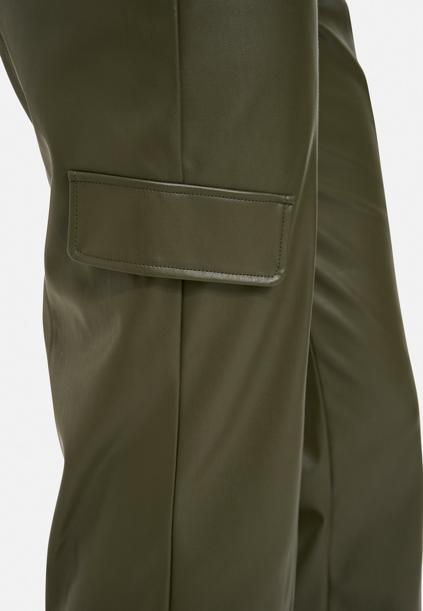 Leather Cargo Pants (Khaki)