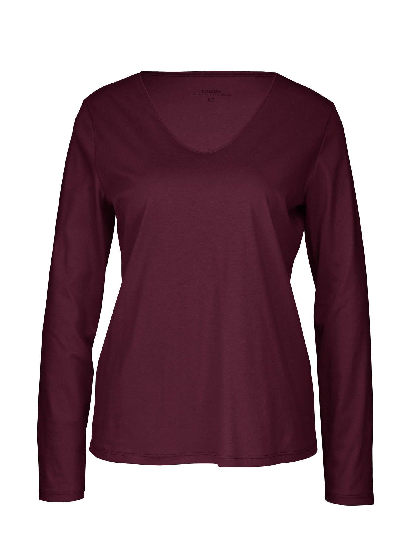 Langarm-Shirt, V-Neck (Port Royal Red)