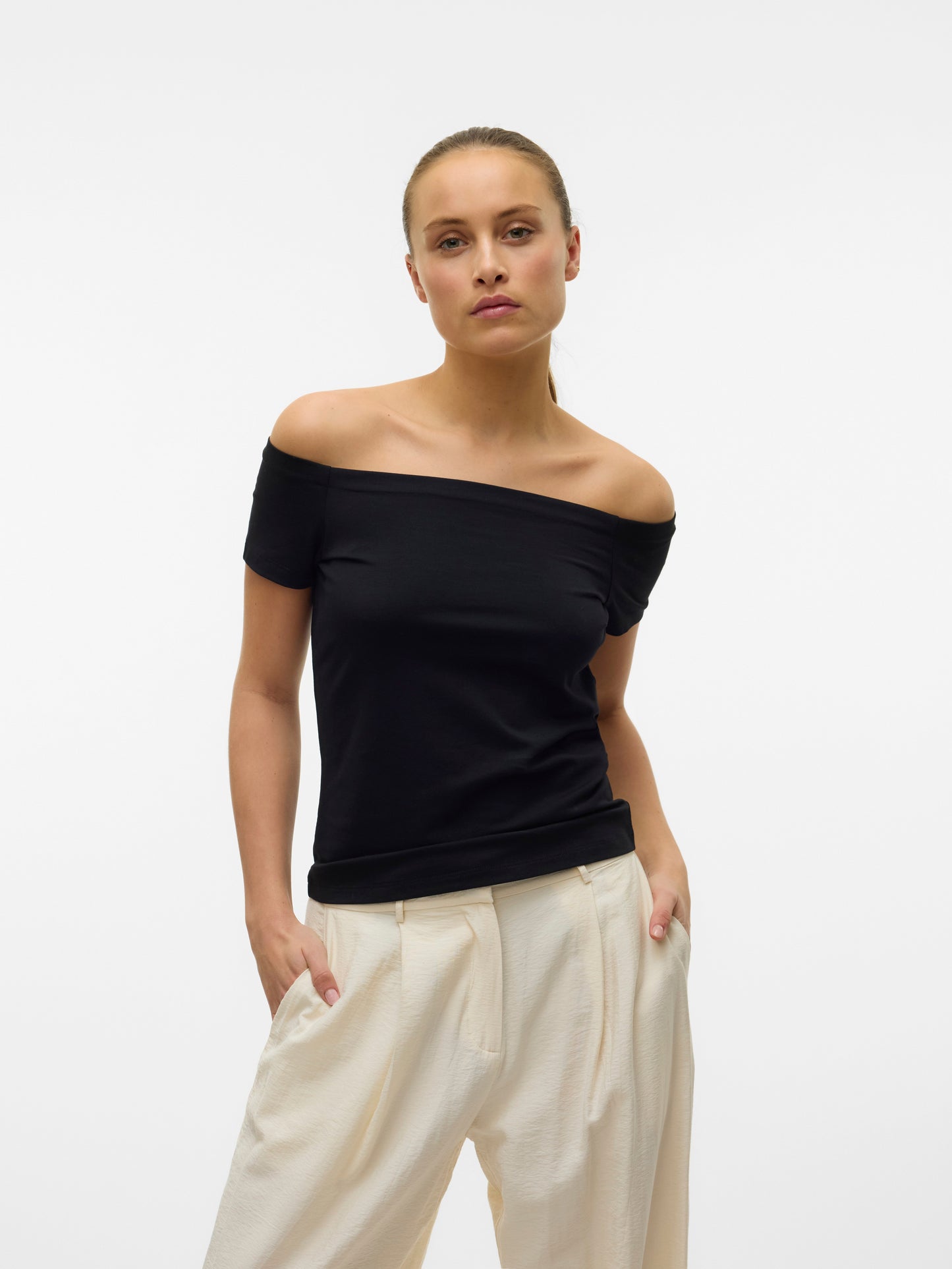 Vmpanda Off-shoulder Top Jrs Ga Noos (Black)