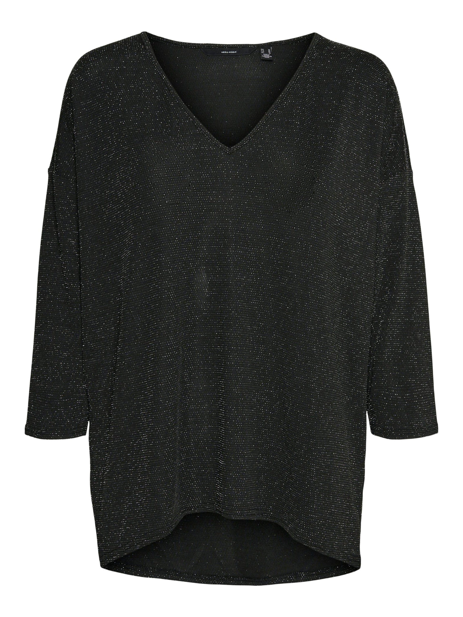 Vmkanva 3/4 Glitter V-neck Top Jrs (Black/silv)