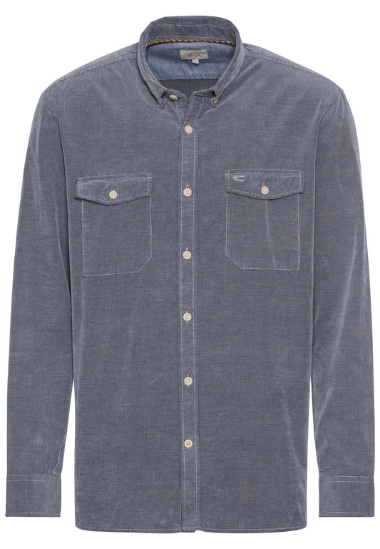 Langarm Hemd in Regular Fit aus Cord (Denim Blue)