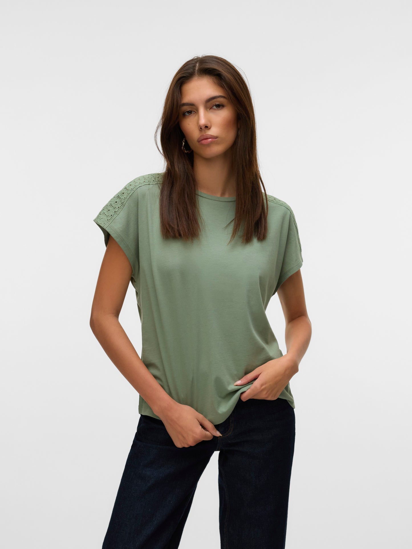 Vmemmy Ss Lace Tape Top Jrs Ga Noos (Hedge Green)