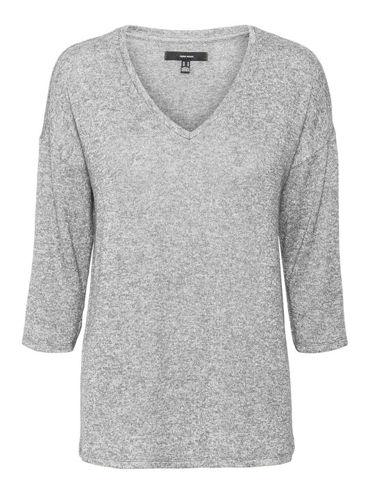 Vmbrianna 3/4 V-neck Pullover Boo Rep (Light Grey Me)