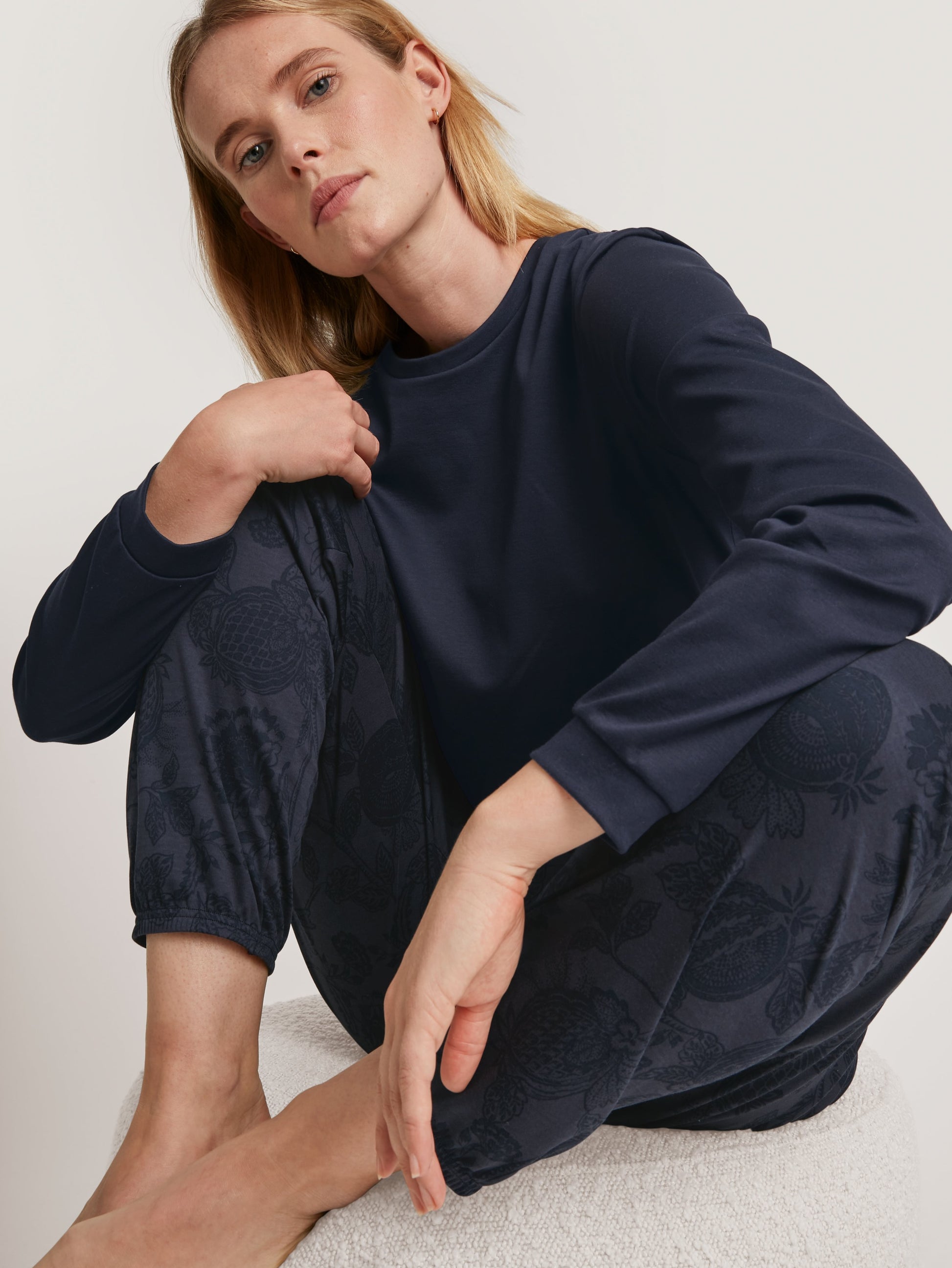 DAMEN Pyjama mit Bündchen (Dark Lapis Blue)