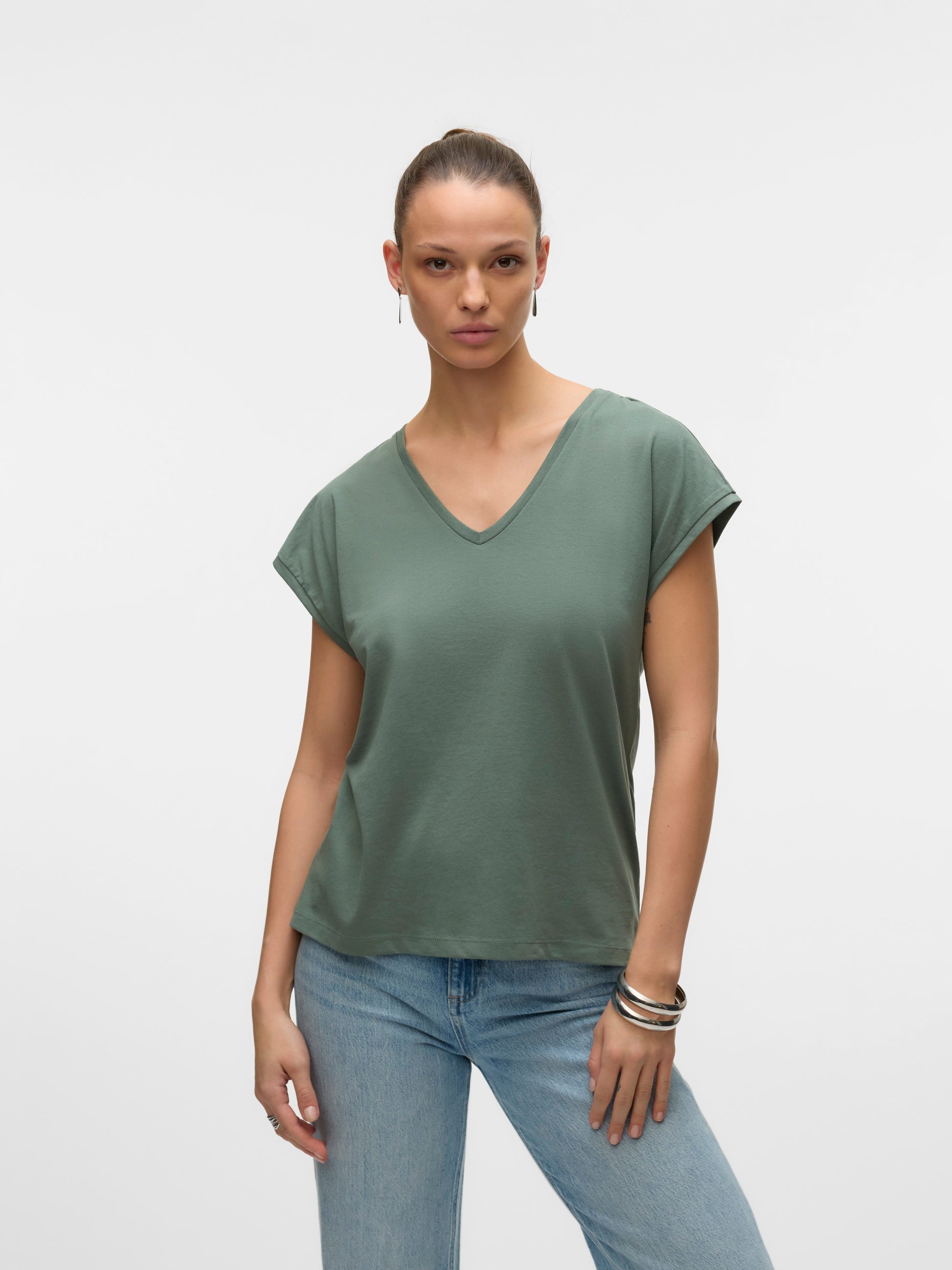 Vmluna Ss V-neck Tee Jrs Noos (Laurel Wreath)