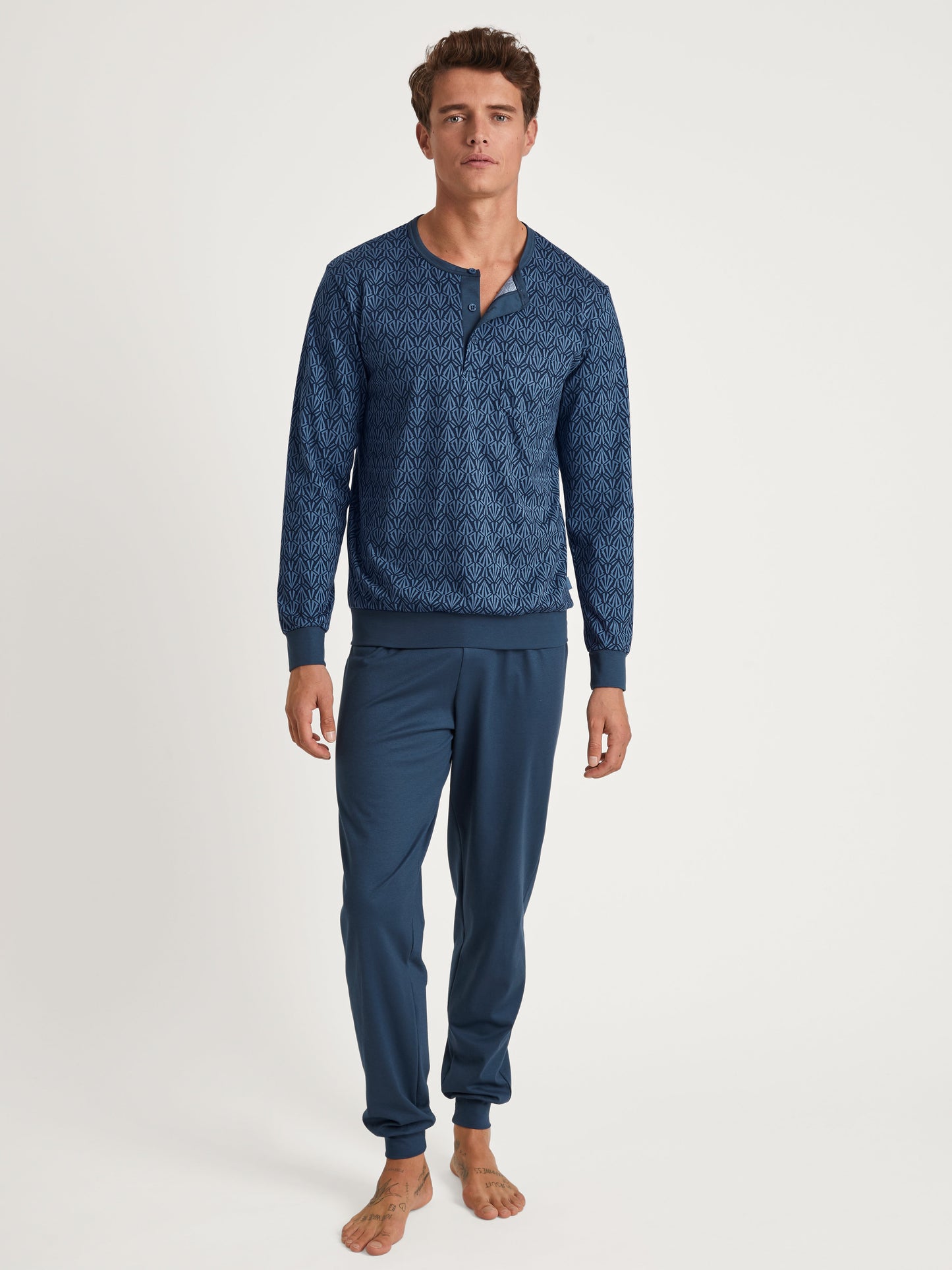 HERREN Pyjama mit Bündchen (Coronet Blue)