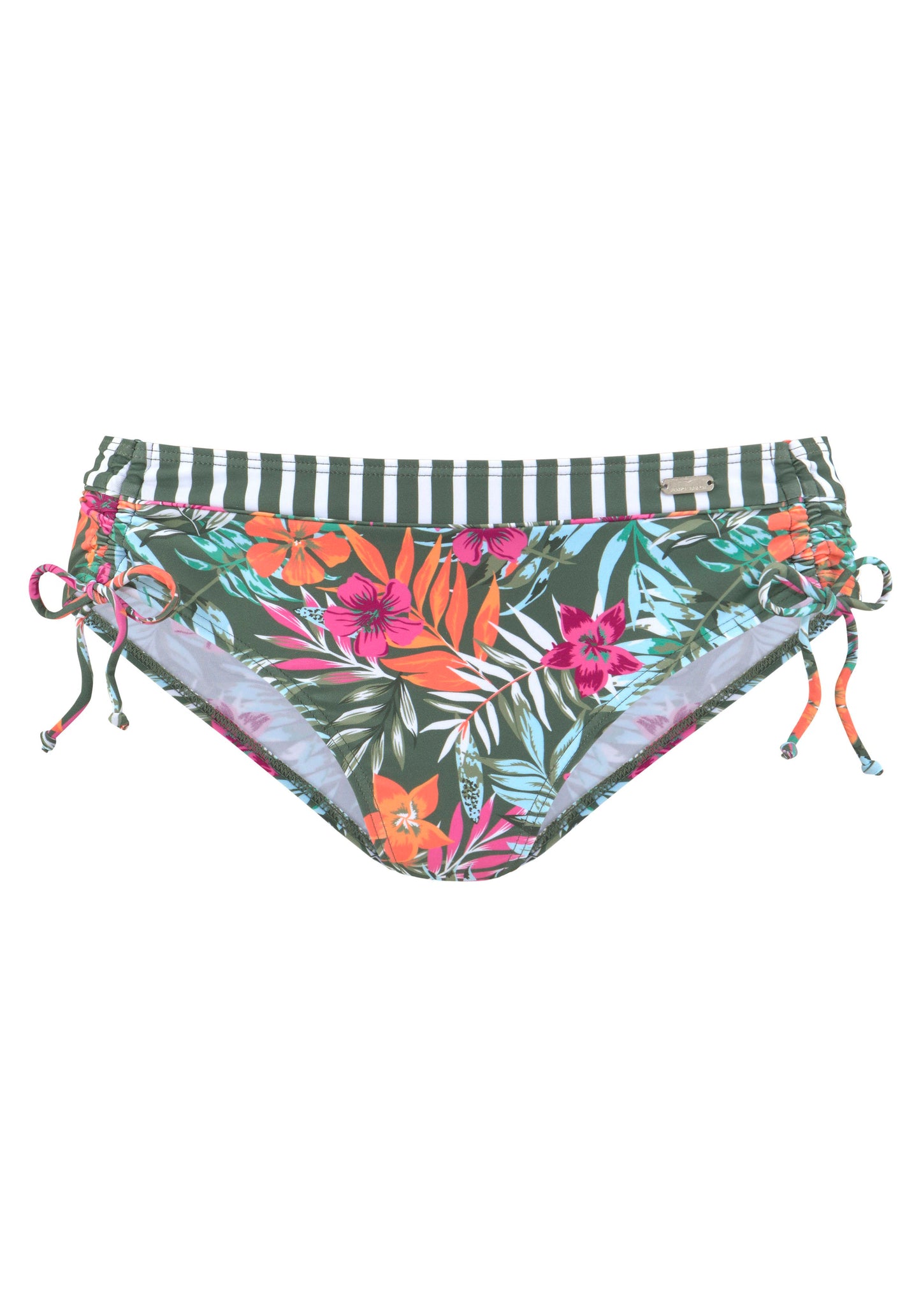 Venice Beach Bikinihose mit Raffung (Oliv Flower)