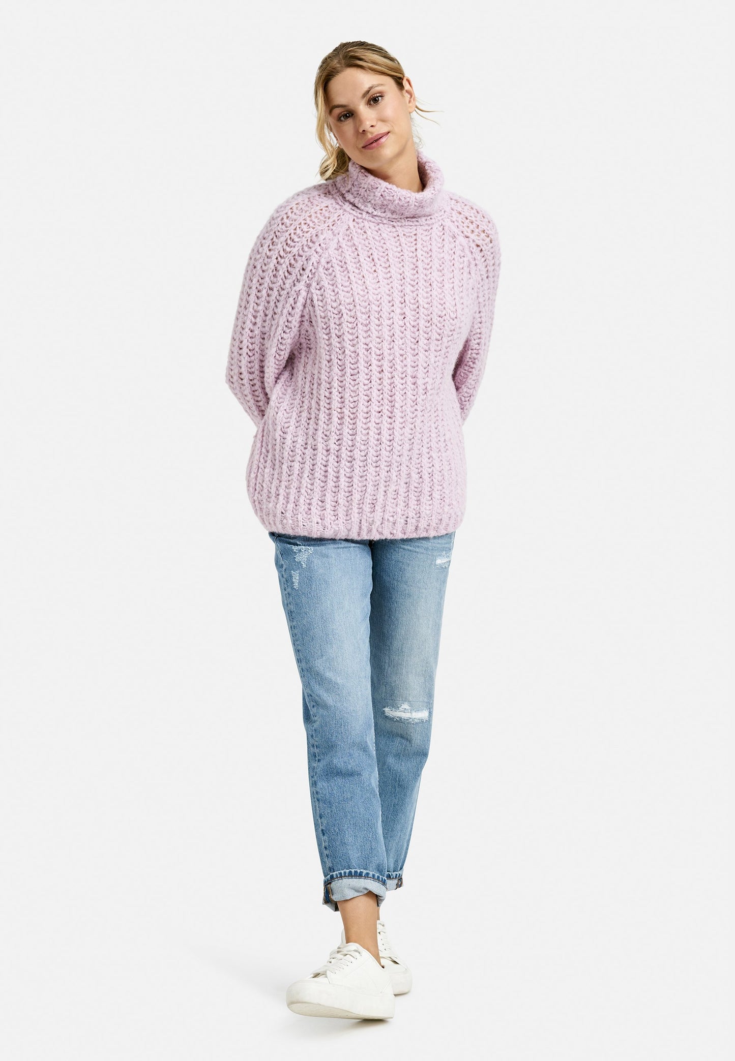 Stand collar raglan Knit (Pastel Lilac)