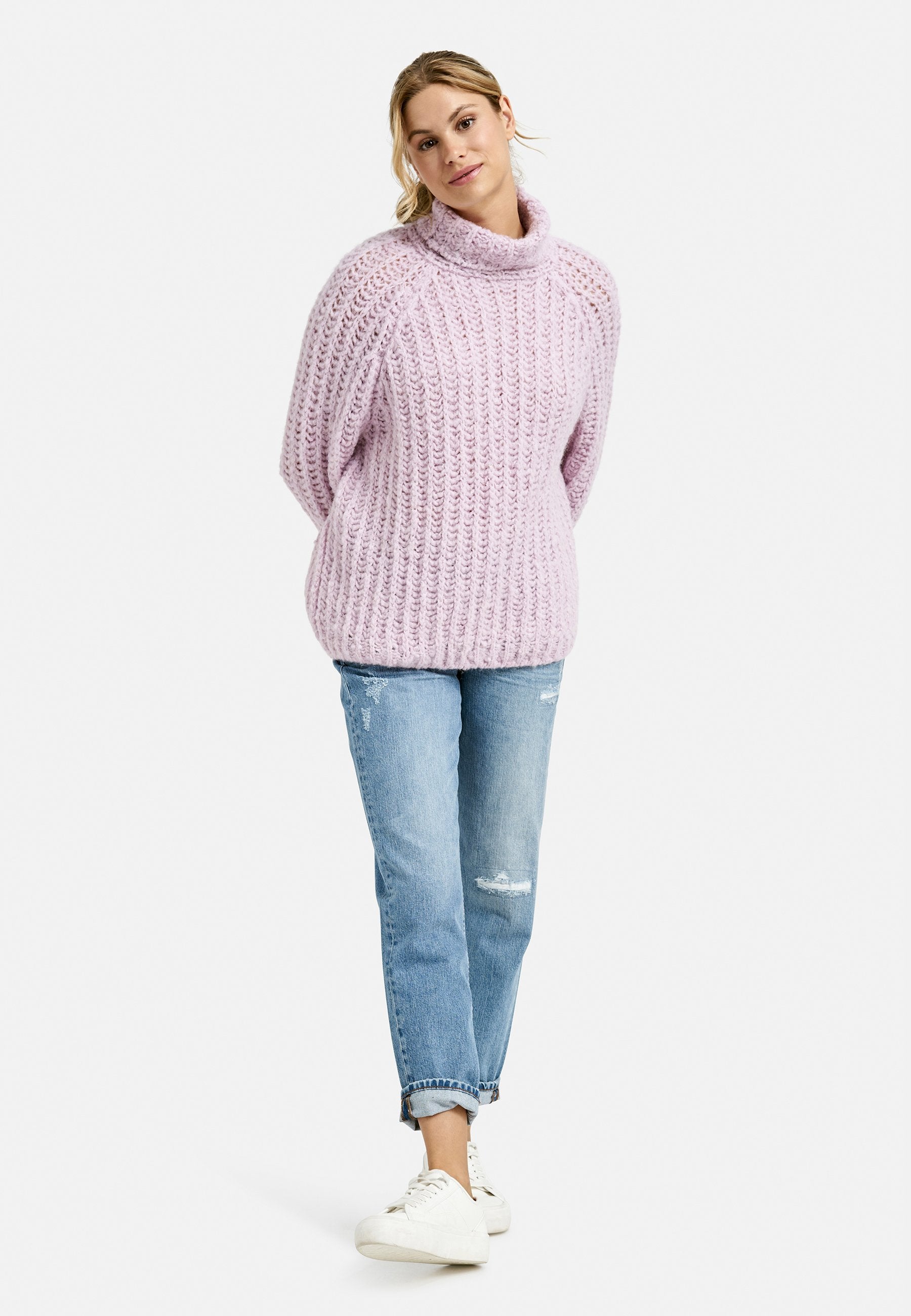 Stand collar raglan Knit (Pastel Lilac)