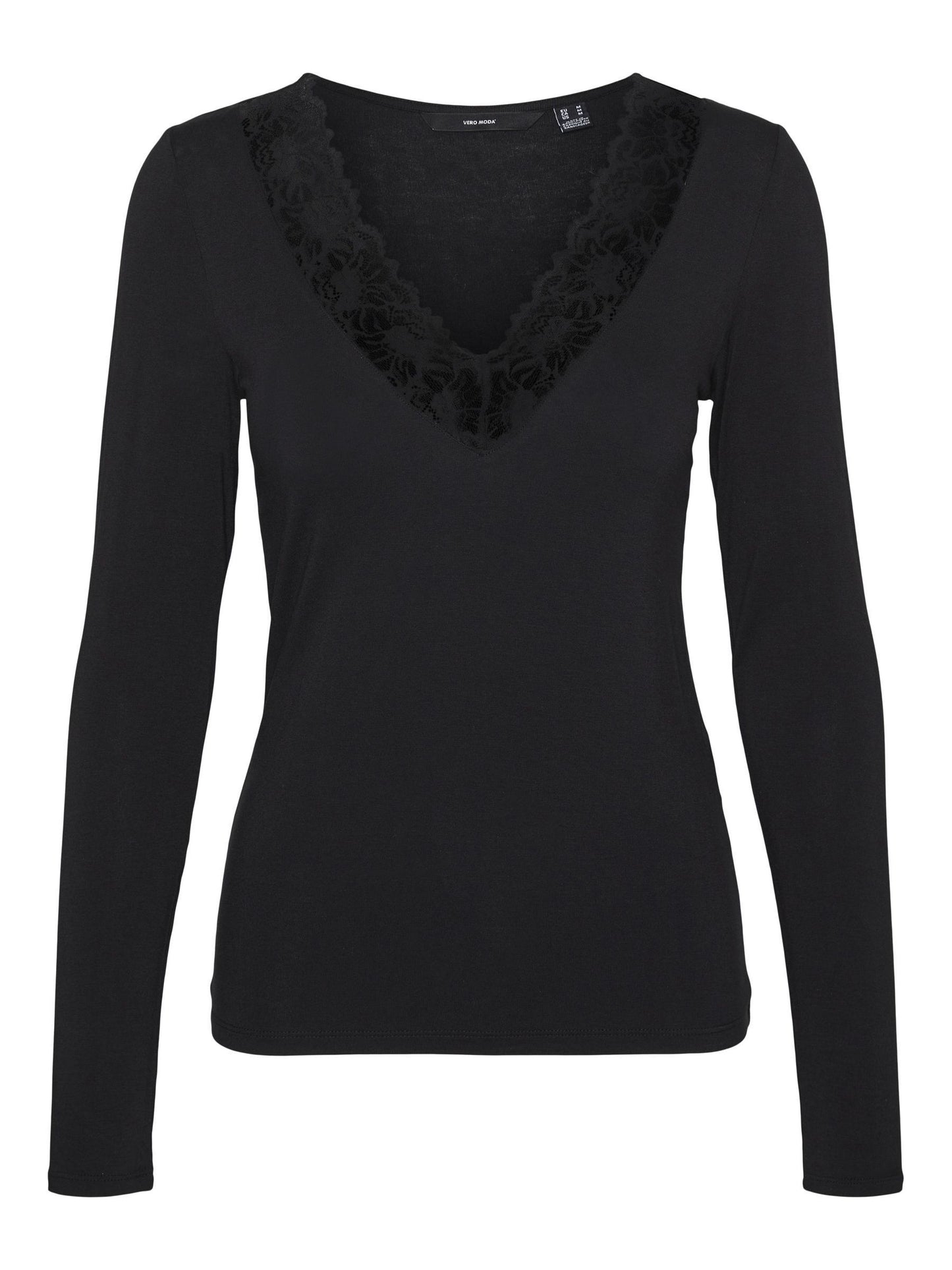 Vmrosa Ls V-neck Lace Top Ga Jrs Noos (Black)